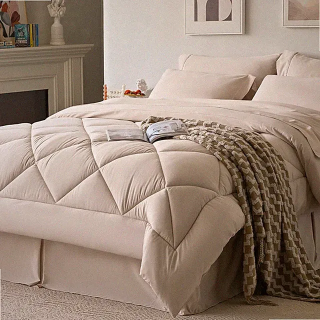 California King Comforter Set Beige - Bed in a Bag California King Size 8 Pieces