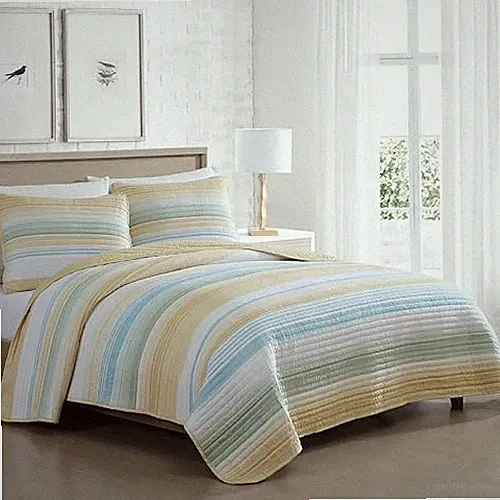 Coralinn Striped 3-Piece Quilt Set, Lightweight, All-Seasons, Full/Queen