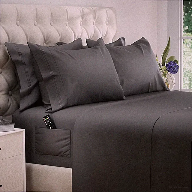 DREAMCARE California King Sheet Sets – 6 pcs Cooling Bed Sheets – up to 15” Deep