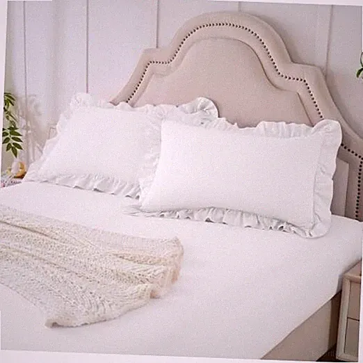 Homiest 3-Pieces Ruffle Pillow Case & Fitted Sheet Set Sheets with Queen White