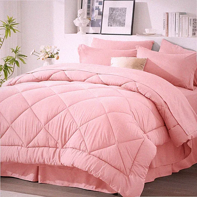 Newspin Full Comforter Set Pink - Bed in a Bag Size Full, - Diamond