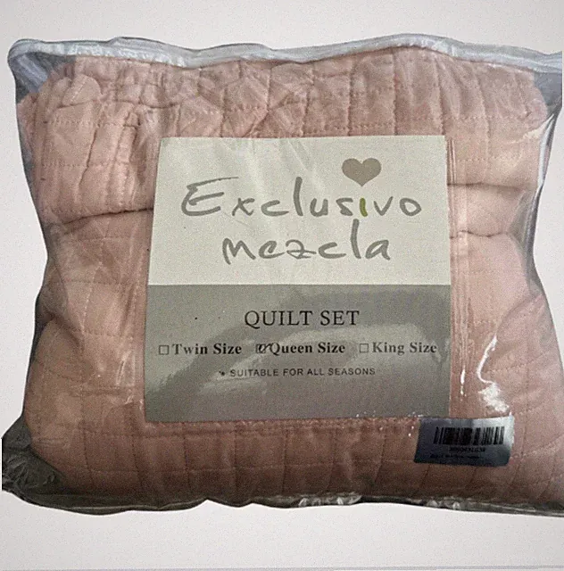 Soft Quilt Set Queen Full Size, 3 Pieces Lightweight Quilts Peach Bedspread