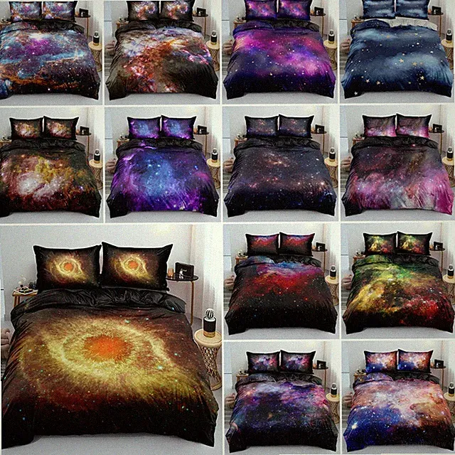 Starry Sky Galaxy Quilt Duvet Cover Pillowcases Twin Full Queen King Bedding Set